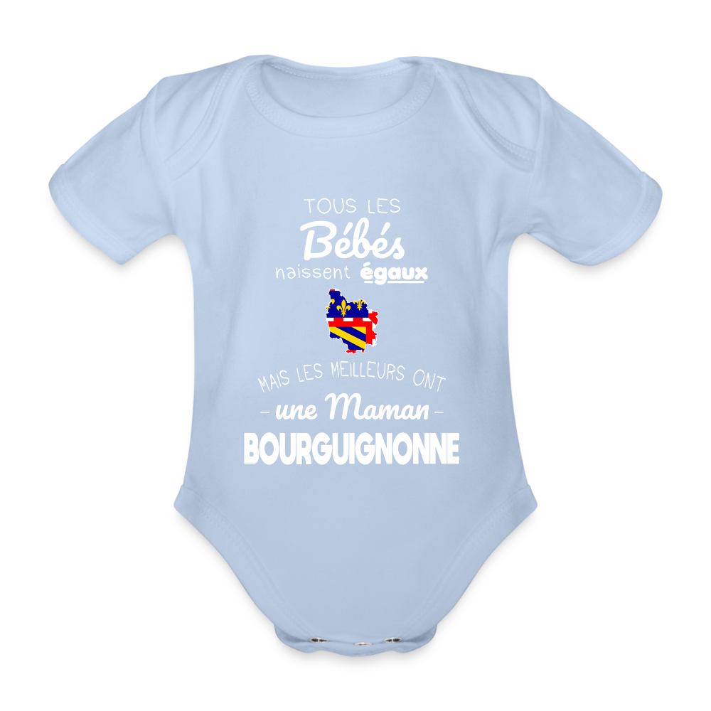 Body Bébé bio manches courtes - Les Meilleurs Ont Une Maman Bourguignonne - ciel