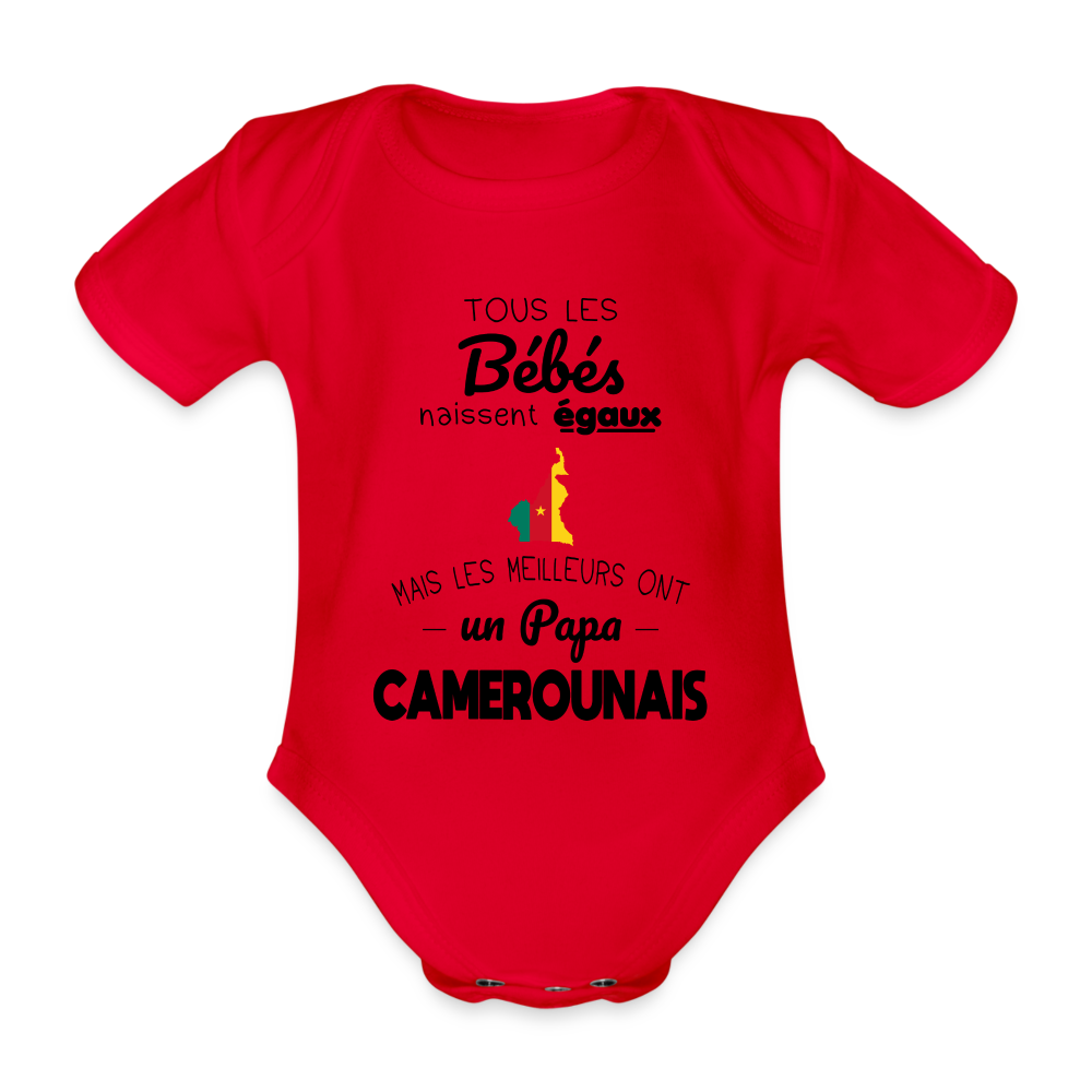 Body Bébé bio manches courtes - Les Meilleurs Ont Un Papa Camerounais - rouge