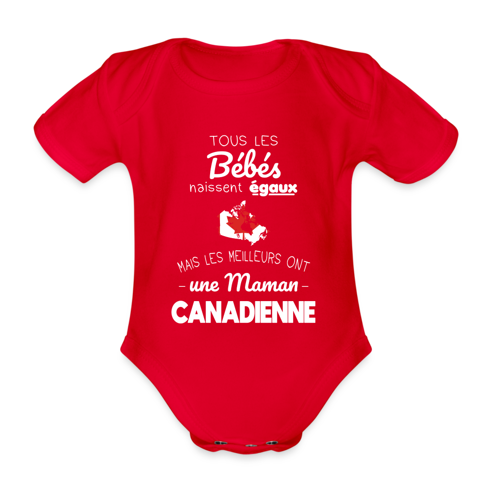 Body Bébé bio manches courtes - Les Meilleurs Ont Une Maman Canadienne - rouge