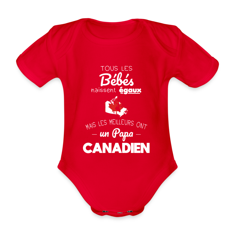 Body Bébé bio manches courtes - Les Meilleurs Ont Un Papa Canadien - rouge