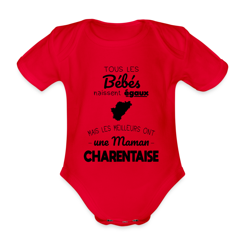 Body Bébé bio manches courtes - Les Meilleurs Ont Une Maman Charentaise - rouge