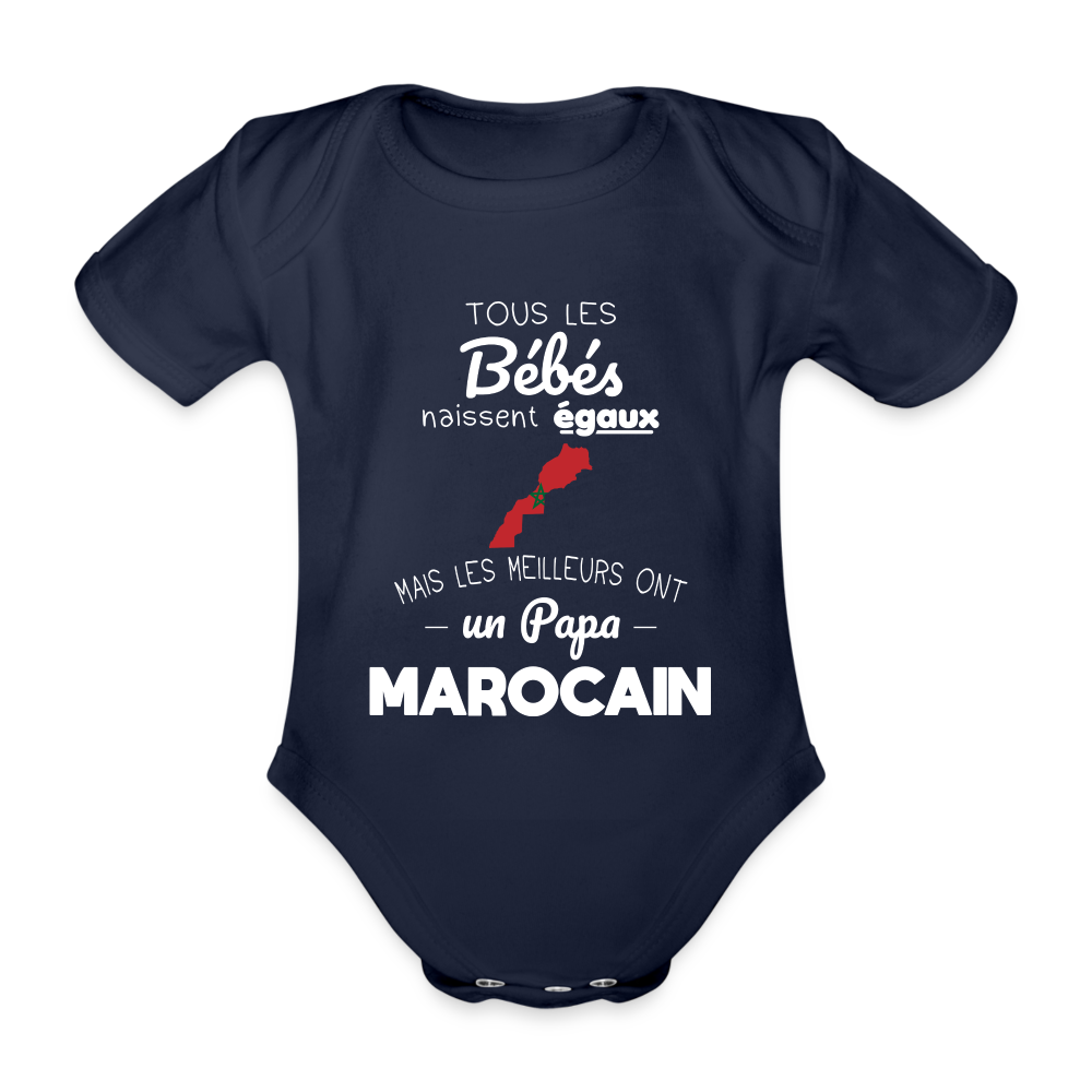 Body Bébé bio manches courtes - Les Meilleurs Ont Un Papa Marocain - marine foncé