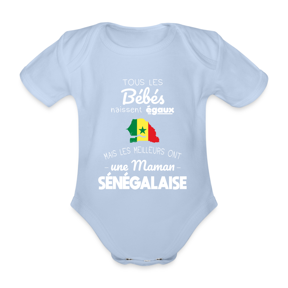 Body Bébé bio manches courtes - Les Meilleurs Ont Une Maman Sénégalaise - ciel