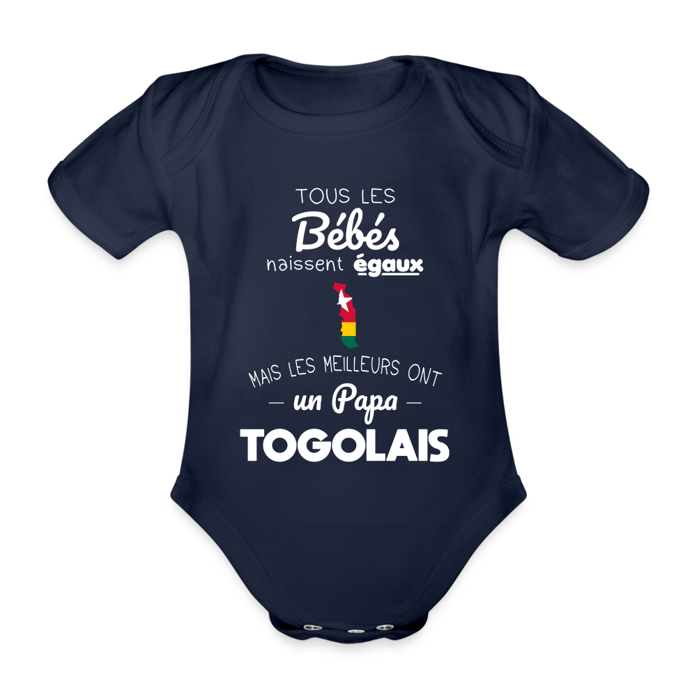 Body Bébé bio manches courtes - Les Meilleurs Ont Un Papa Togolais - marine foncé
