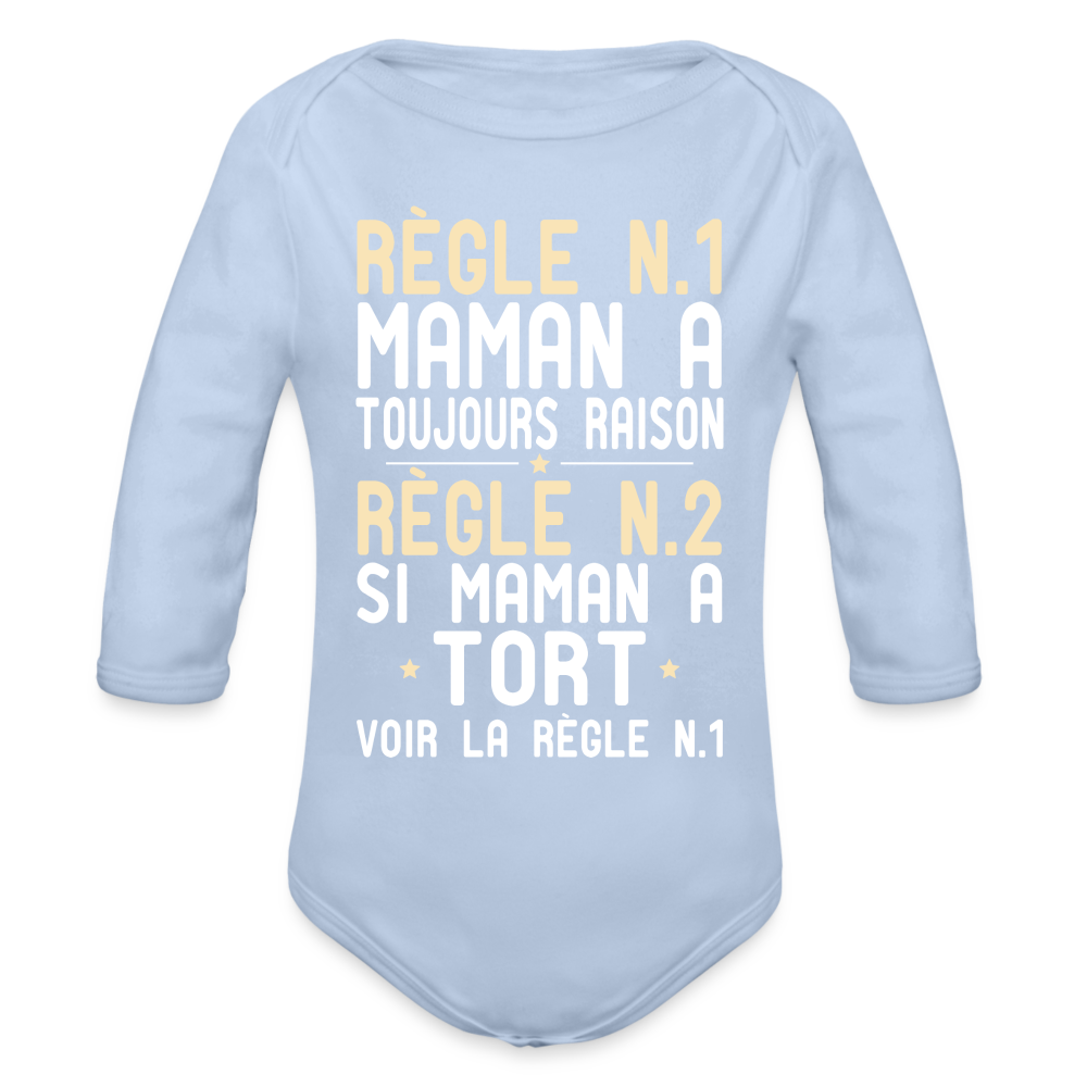 Body Bébé bio manches longues - Maman a toujours raison - ciel